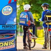 Sonic the Hedgehog School Bag Kids Backpack for Boys Blue Large Capacity Backpack for School Travel Sports Book Bag 2 Pockets Sonic Gifts for Boys (Dark Blue)