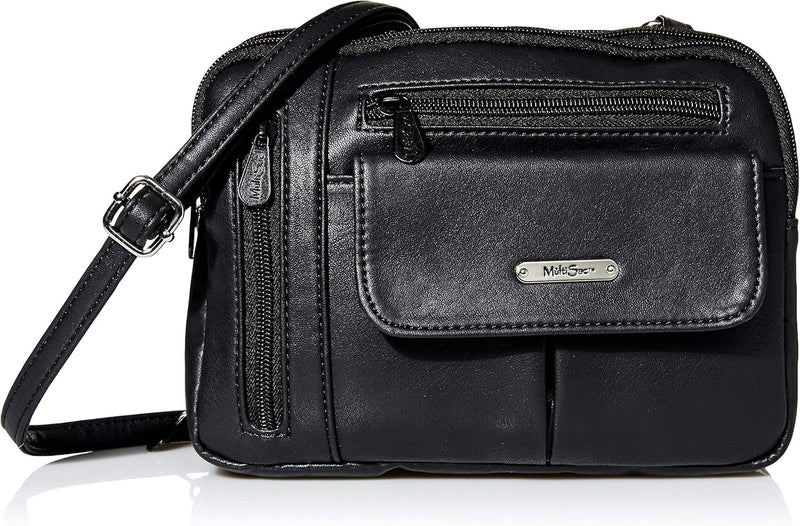 Zippy Triple Compartment Crossbody Bag - Black (Vintage Nappa)