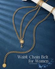 Multi-Layer Metal Waist Chain for Women, Adjustable Body Jewelry Belt for Dresses, Jeans & Skirts, Fashion Body Harness Accessory (Gold)