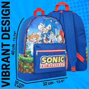 Sonic the Hedgehog School Bag Kids Backpack for Boys Blue Large Capacity Backpack for School Travel Sports Book Bag 2 Pockets Sonic Gifts for Boys (Dark Blue)