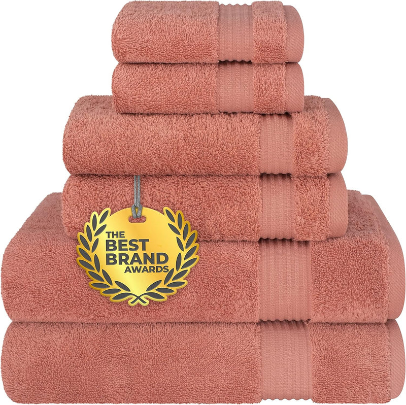 Cotton Paradise Hotel & Spa Quality, Absorbent and Soft Decorative Kitchen and Bathroom Sets, 6 Piece Turkish Towel Set, Includes 2 Bath Towels, 2 Hand Towels, 2 Washcloths, Charcoal Grey