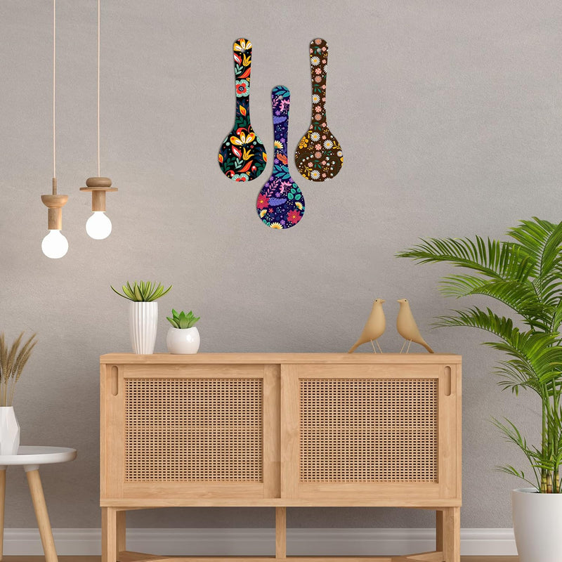 Artvibes Rajasthani Culture Wooden Wall Hanger for Home | Office | Living Room | Gift | Modern Decoration Items | Kitchen Wall Decor | Home Decor Hanging Items (WH_5012N), Set of 3