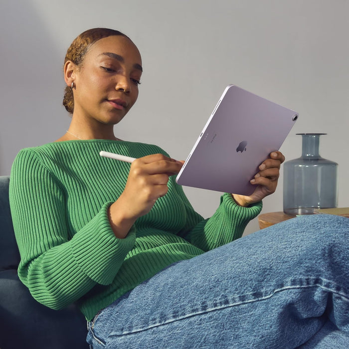 Apple iPad Air 11-inch (M2): Liquid Retina display, 128GB, Landscape 12MP Front Camera/12MP Back Camera, Wi-Fi 6E, Touch ID, All-Day Battery Life - Starlight (Renewed)