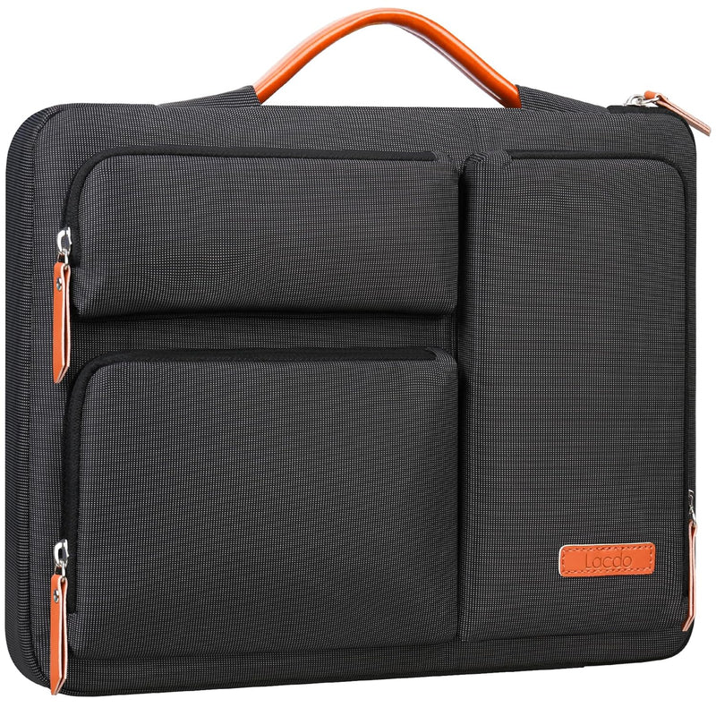 Lacdo 360° Protective Laptop Sleeve Case for MacBook Air/Pro, 13-13.3 inch Notebook, 14 inch New MacBook Pro M4/M3/M2/M1 Pro Max A3112 A3401 A3185 A2992 A2918 A2779 A2442 2024-2021 Computer Bag,Black