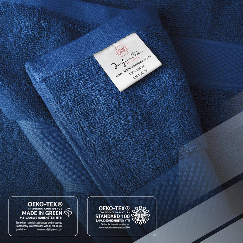 Infinitee Xclusives Premium Bath Towels Set - [Pack of 8] 100% Cotton Highly Absorbent 2 Bath Towels, 2 Hand Towels and 4 Washcloths - Hotel & Spa Quality Bath Towels for Bathroom (Shadow Grey)