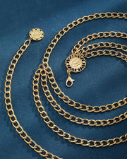 Multi-Layer Metal Waist Chain for Women, Adjustable Body Jewelry Belt for Dresses, Jeans & Skirts, Fashion Body Harness Accessory (Gold)