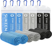 4 Pack Cooling Towel (40"x12"),Ice Towel,Soft Breathable Chilly Towel,Microfiber Towel for Yoga,Sport,Running,Gym,Workout,Camping,Fitness,Workout & More Activities(Dark Blue/Dark Gray/Brown/Black) - 2*blue+2*grey+2*black 101.6 x 30.5 cm