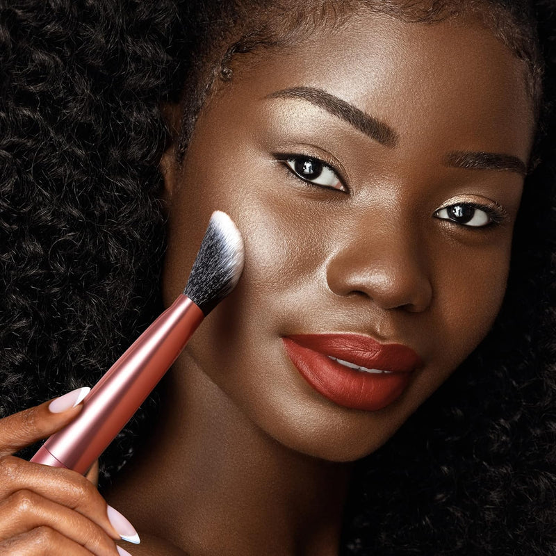 REAL TECHNIQUES Seamless Complexion Makeup Brush, Four Foundation, Primer, And Moisturizer, Makeup & Skincare Face Brush, Streakfree And Natural Finish, Orange, 1 Count