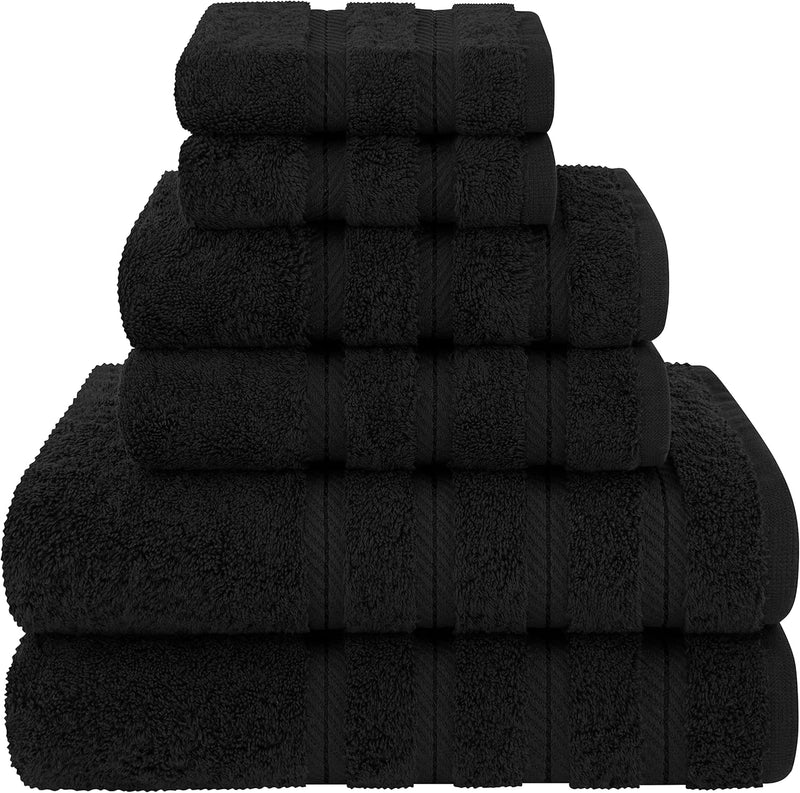 American Soft Linen GMSD 6-Piece 100% Turkish Genuine Cotton Premium & Luxury Towel Set for Bathroom & Kitchen, 2 Bath Towels, 2 Hand Towels & 2 Washcloths [Worth $72.95] - Rockridge Grey