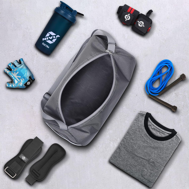NIVIA Basic Duffle Polyester Bag/Gym Bags/Adjustable Shoulder Bag for Men/Duffle Gym Bags for Men (Grey)