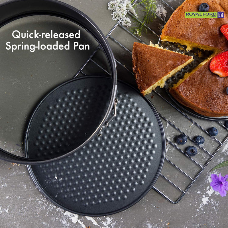 Royalford Non-Stick Quick-Release Springform Cake Tin with Loose Base, 24 cm - 24 cm