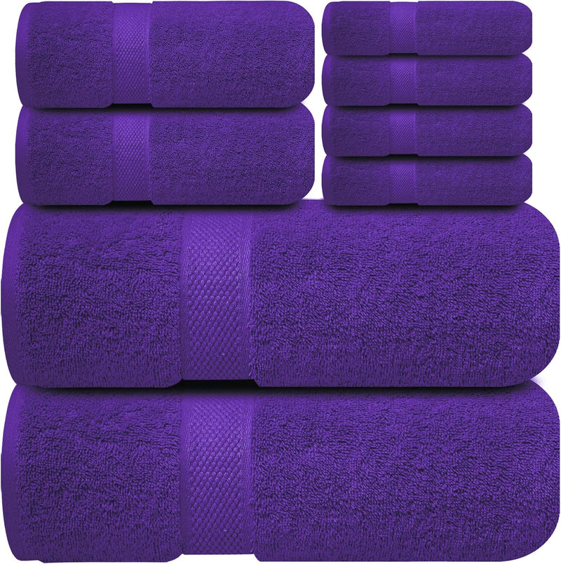 Infinitee Xclusives Premium Bath Towels Set - [Pack of 8] 100% Cotton Highly Absorbent 2 Bath Towels, 2 Hand Towels and 4 Washcloths - Hotel & Spa Quality Bath Towels for Bathroom (Shadow Grey)