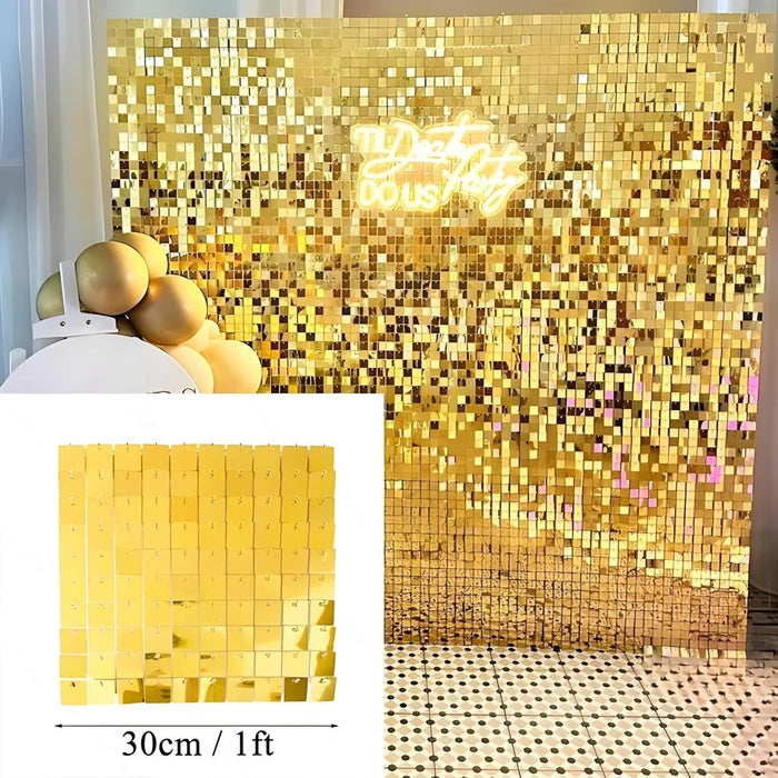 Shinny Wall Panels, Sequin Backdrop, Shimmer Wall Backdrop for Parties, Weddings, and Valentine's Day Decorations, 5 Pieces (30 cm x 30 cm each piece) (Silver)