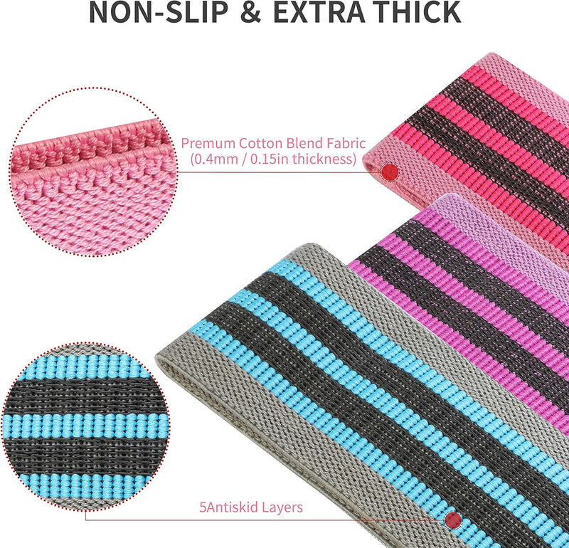 Resistance Bands for Legs and Butt, Fashion Non Slip Booty Bands Wide Nylon Fabric Resistance Bands Set with Training Manual for Women Squat Glute Hip Training(Single or Set) - Multicolor