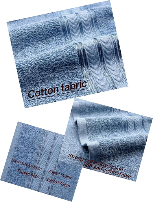 4 Pcs Pure Cotton Bath Towels Set70x140cm 2pcs 35x75cm 2pcs Soft AbsorbentQuick Drying Hotel Bathroom Travel Family SPA Dormitory and Home use Towels (Beige+Brown)