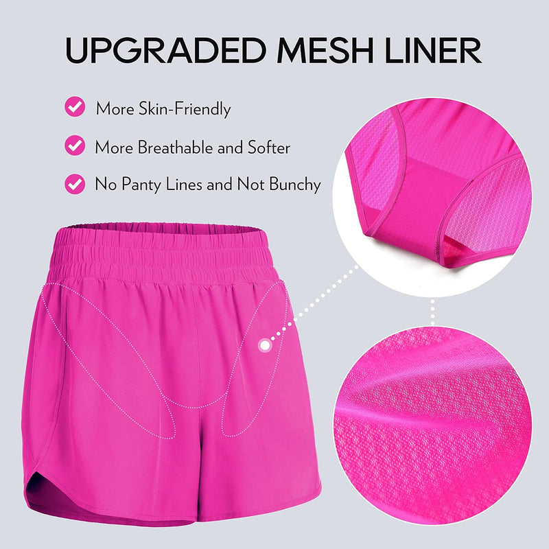 CRZ YOGA Women's High Waisted Running Shorts Mesh Liner - 3'' Dolphin Quick Dry Athletic Gym Track Workout Shorts Zip Pocket