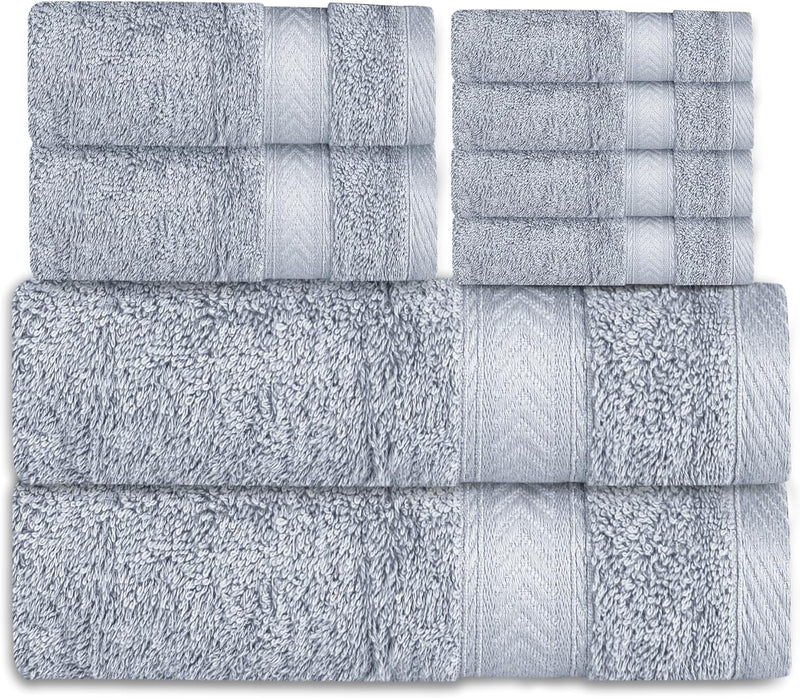 Cannon Bath Towel, 70x140 cm, 8 Piece Set, 2 Piece of 70x140cm bath towel, 2 Piece of 41x71cm Hand Towel & 4 Piece of 33x33cm Wash Cloth,100% Cotton for Bathroom, Spa & Gym (LINEN)