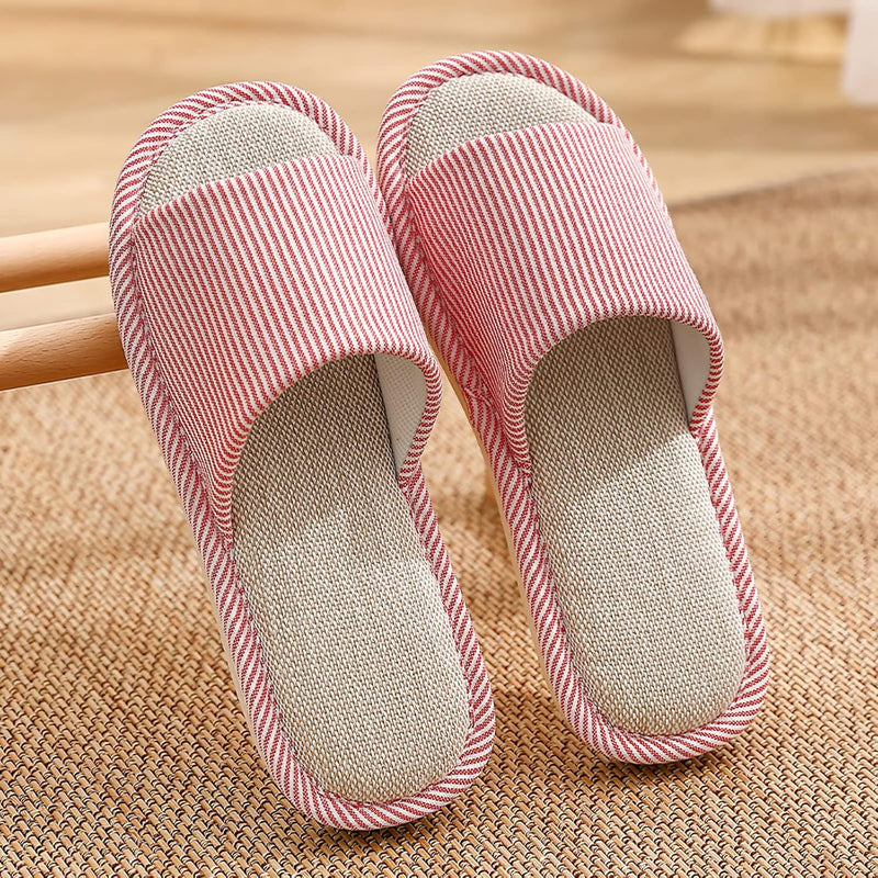 JIJIe Slippers for Women Men Linen Slippers Open Toe House Shoes Summer Sandals for Indoor Outdoor Bedroom