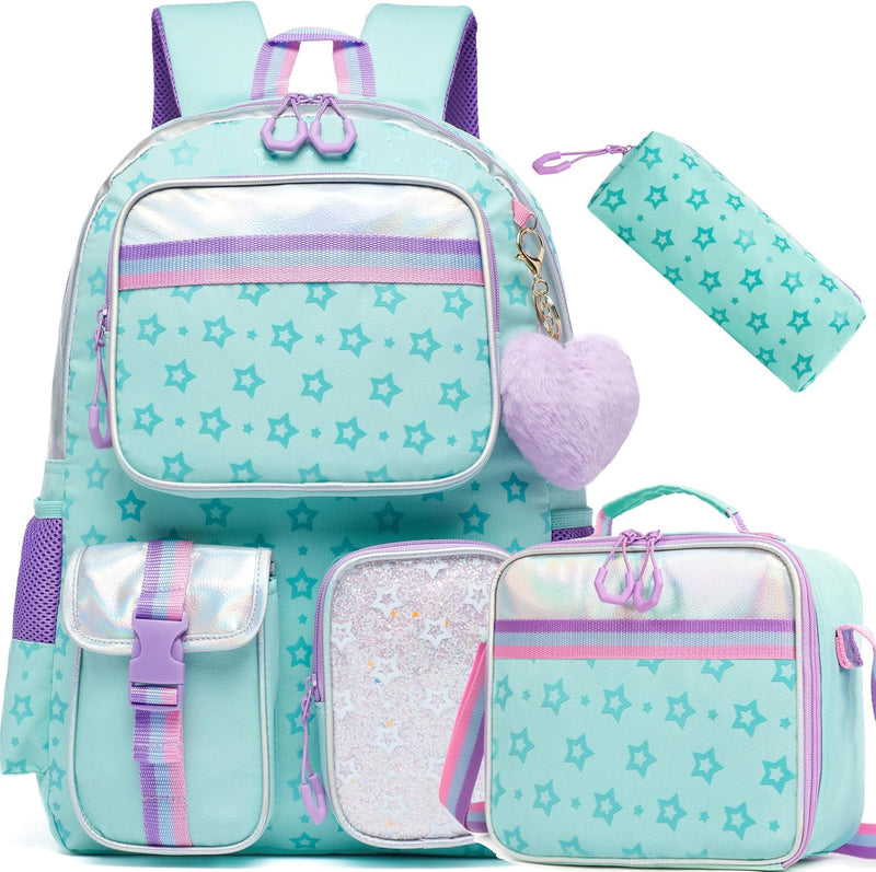 girls F00198 backpack - Star Green 3pcs