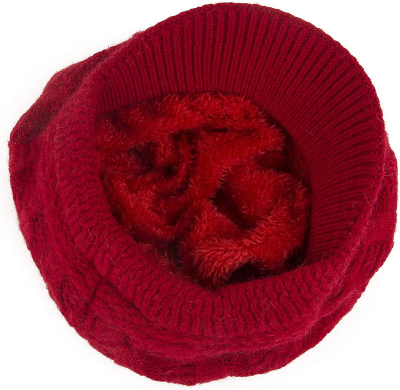 Muryobao Women's Winter Warm Slouchy Cable Knit Beanie Skull Hat with Visor
