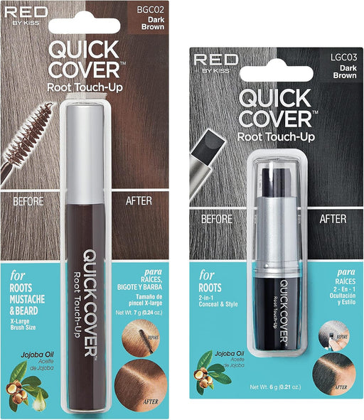 Kiss Quick Cover Gray Hair Touch Up Dark Brown X-Large 7g - # Dark Brown Set