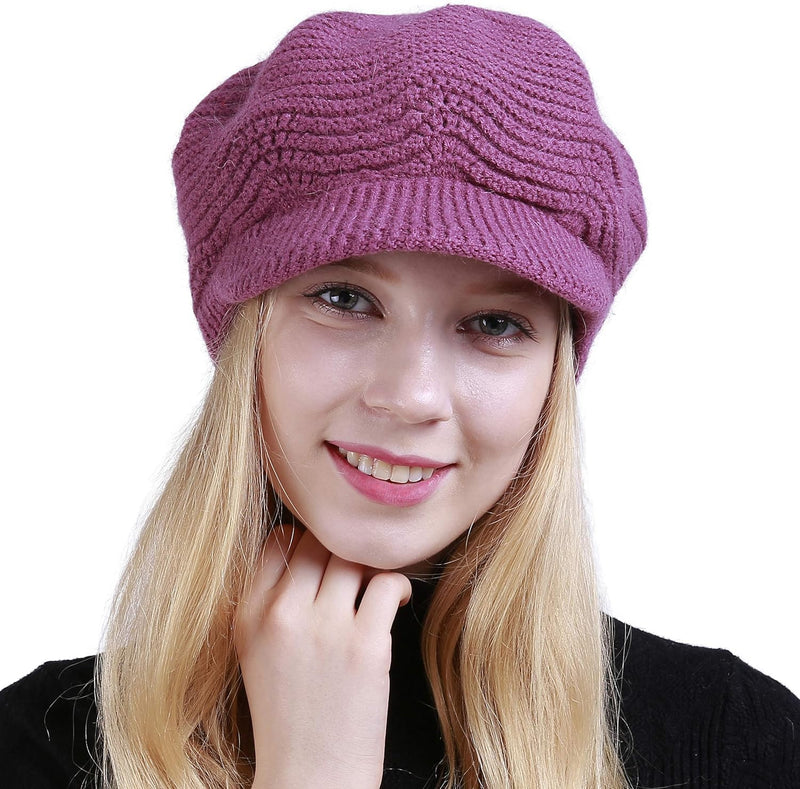 Muryobao Women's Winter Warm Slouchy Cable Knit Beanie Skull Hat with Visor