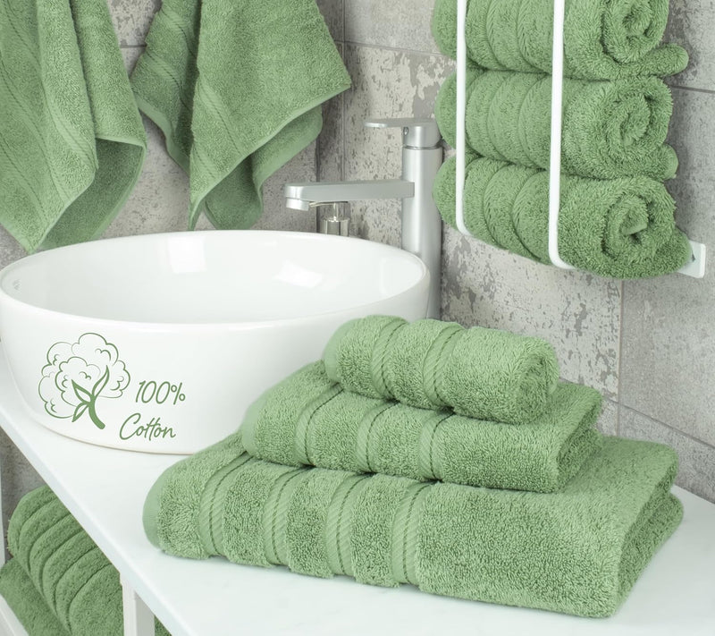 American Soft Linen GMSD 6-Piece 100% Turkish Genuine Cotton Premium & Luxury Towel Set for Bathroom & Kitchen, 2 Bath Towels, 2 Hand Towels & 2 Washcloths [Worth $72.95] - Rockridge Grey