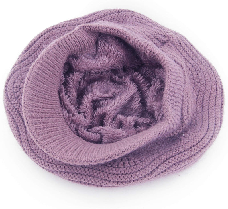 Muryobao Women's Winter Warm Slouchy Cable Knit Beanie Skull Hat with Visor