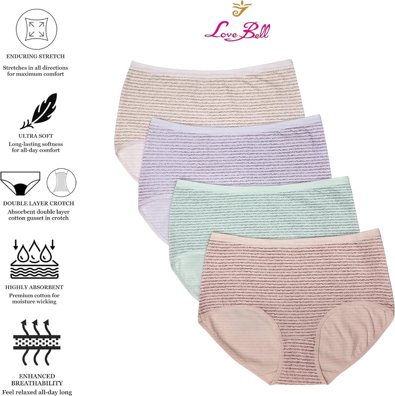 Premium Cotton Four-way stretch Panties - MULTIPACK - Regular and Plus Sizes - Classic Briefs for Women