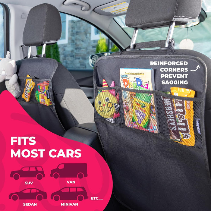 Azonee 2-Pack Car Seat Protect Pads for Child Kick Prevention, Car Seat Kick Mat Heavy Duty Car Back Seat Cover for Kids, Multipurpose Back Seat Car Organizer for Kids, Waterproof