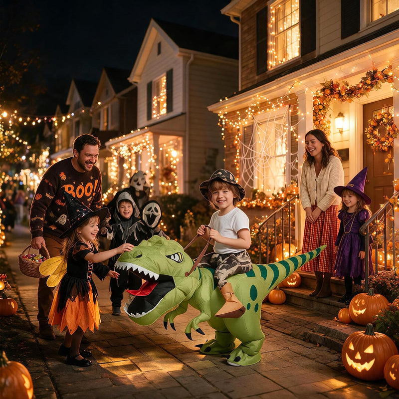 Halloween Inflatable Dinosaur Costume Kids,Blow Up T Rex Suit Boys Girls