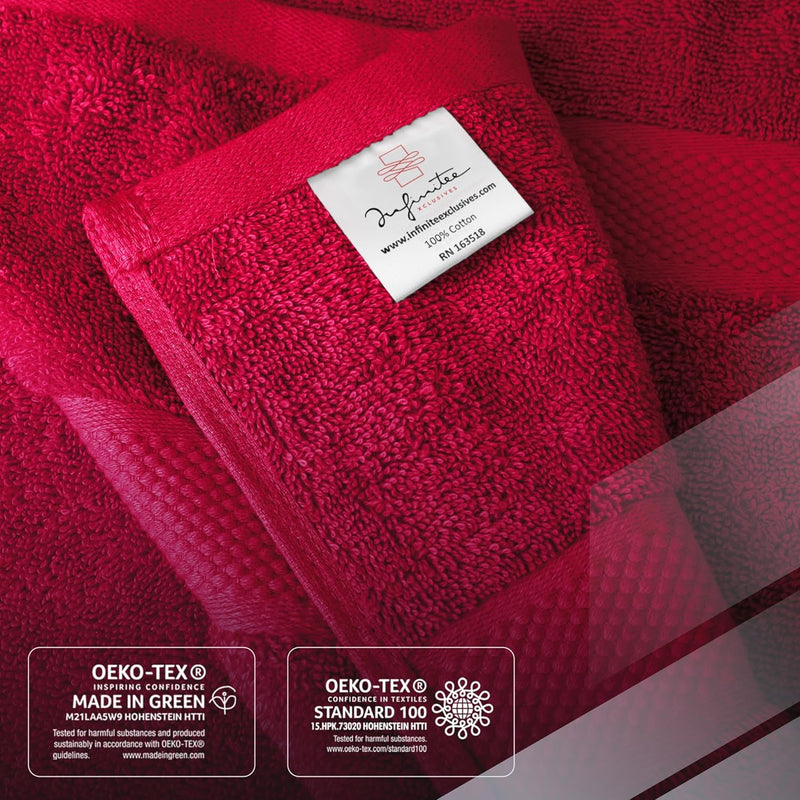 Infinitee Xclusives Premium Bath Towels Set - [Pack of 8] 100% Cotton Highly Absorbent 2 Bath Towels, 2 Hand Towels and 4 Washcloths - Hotel & Spa Quality Bath Towels for Bathroom (Shadow Grey)
