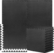MOMENT 6 PACK Interlocking EVA Foam Floor Tiles for Home Gym, Yoga Mat 40 x 40cm, Puzzle Exercise Floor Mat, Workout Equipment, or Child's Play Surface - Set of 6, Black