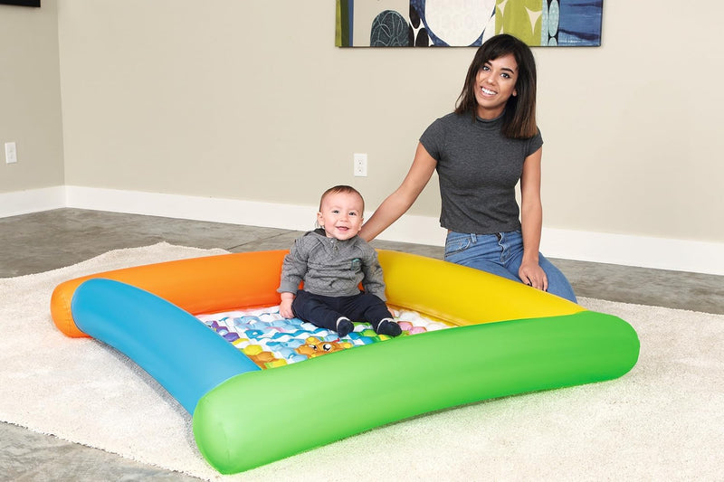 Bestway BW52240 Up In & Over Friendly Animals Inflatable Children's Play Mat, Multi-Colour, Age 4 Months and Up
