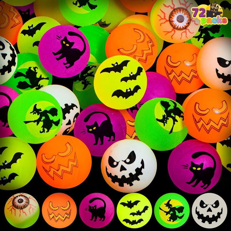 JOYIN 72 Pieces Halloween Glow in The Dark Bouncing Balls for Kids Halloween Bouncy Party Favor Supplies, Halloween Toys Gift, Trick or Treating Goodie