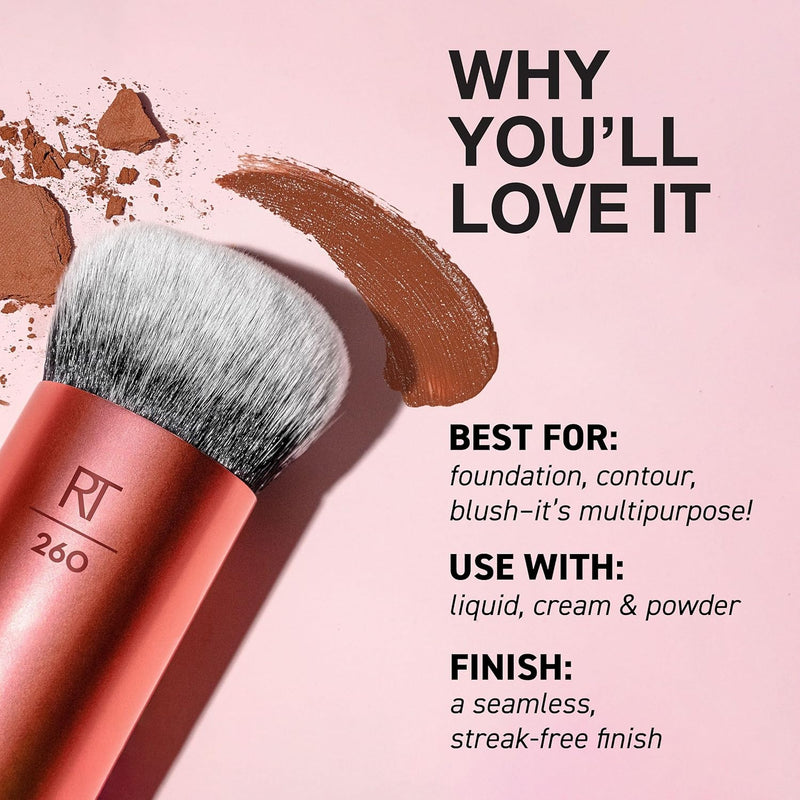 Real Techniques Bubble Blending Makeup Brush, Multipurpose Face Brush for Liquid, Cream, & Powder Products, Unique Bubble Brush Head, Synthetic Bristles, Vegan & Cruelty Free, 1 Count