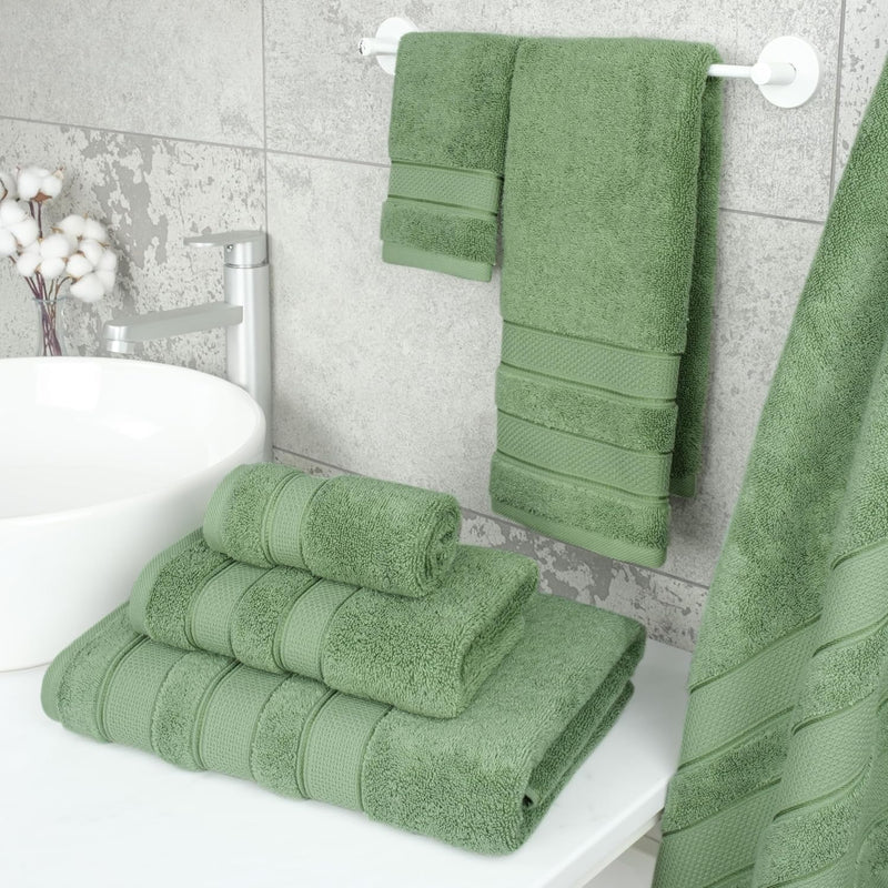 American Soft Linen GMSD 6-Piece 100% Turkish Genuine Cotton Premium & Luxury Towel Set for Bathroom & Kitchen, 2 Bath Towels, 2 Hand Towels & 2 Washcloths [Worth $72.95] - Rockridge Grey