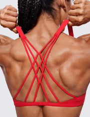 CRZ YOGA Women's Cute Yoga Sports Bra Strappy Sexy Back Padded Low Impact Workout Clothes Bra Tops