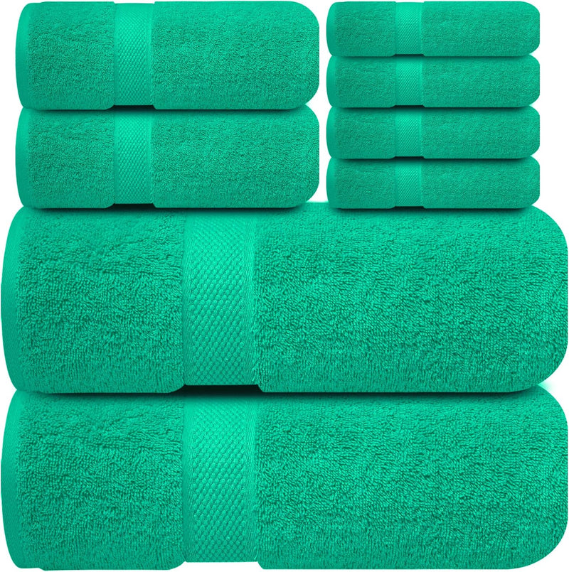 Infinitee Xclusives Premium Bath Towels Set - [Pack of 8] 100% Cotton Highly Absorbent 2 Bath Towels, 2 Hand Towels and 4 Washcloths - Hotel & Spa Quality Bath Towels for Bathroom (Shadow Grey)