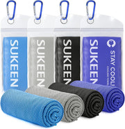 4 Pack Cooling Towel (40"x12"),Ice Towel,Soft Breathable Chilly Towel,Microfiber Towel for Yoga,Sport,Running,Gym,Workout,Camping,Fitness,Workout & More Activities(Dark Blue/Dark Gray/Brown/Black) - Blue/Grey/Royal Blue/Black 40" x 12"