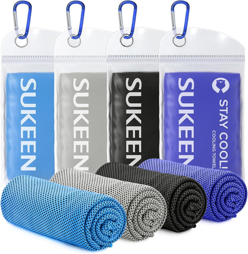 4 Pack Cooling Towel (40"x12"),Ice Towel,Soft Breathable Chilly Towel,Microfiber Towel for Yoga,Sport,Running,Gym,Workout,Camping,Fitness,Workout & More Activities(Dark Blue/Dark Gray/Brown/Black) - Blue/Grey/Royal Blue/Black 40" x 12"