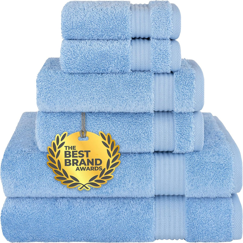 Cotton Paradise Hotel & Spa Quality, Absorbent and Soft Decorative Kitchen and Bathroom Sets, 6 Piece Turkish Towel Set, Includes 2 Bath Towels, 2 Hand Towels, 2 Washcloths, Charcoal Grey