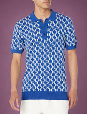 Karl Lagerfeld Paris Men's All Over Logo Sweater Polo Cotton