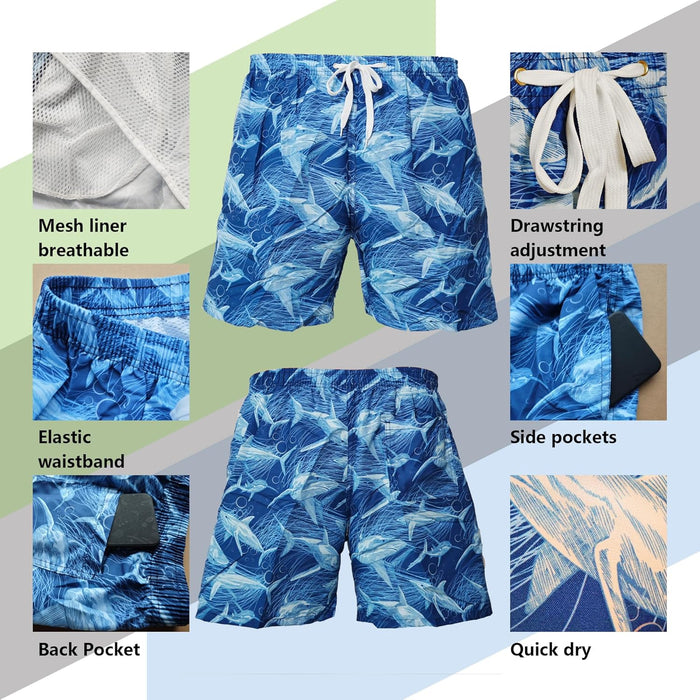 Sun Ora Men's Swim Trunks Quick Dry Swimming Shorts,Mesh Layer Swim Suit Beach Surfing Shorts with Mesh Pockets