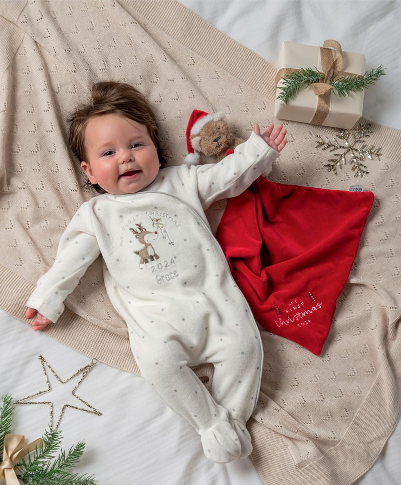 Mamas & Papas My First Christmas 2024 Bear Comforter, Red