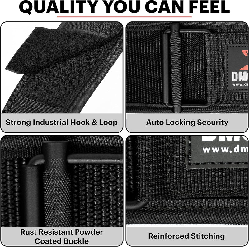 DMoose Fitness Weight Lifting Belt - Auto Locking 4" Nylon Gym Belt with Adjustable Buckle - Provides Lumbar Support & Stability for Olympic Training, WOD & Cross Training for Men & Women