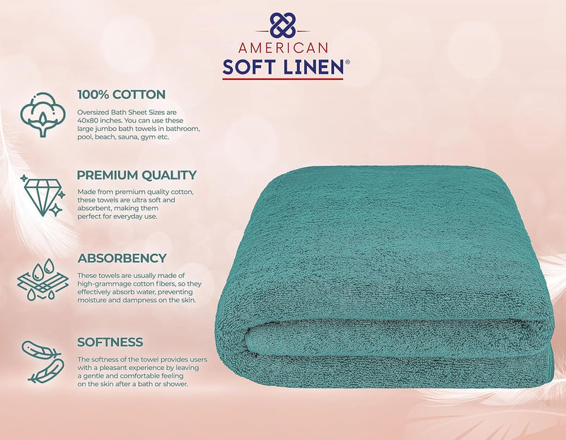 American Soft Linen GMSD 6-Piece 100% Turkish Genuine Cotton Premium & Luxury Towel Set for Bathroom & Kitchen, 2 Bath Towels, 2 Hand Towels & 2 Washcloths [Worth $72.95] - Rockridge Grey