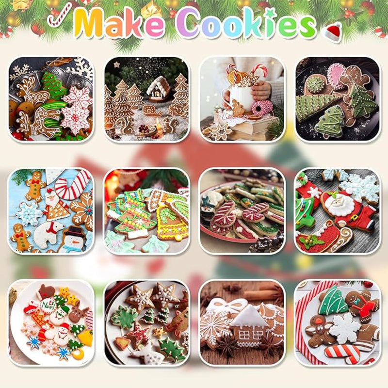 NESLIN 24Pcs Christmas Cookie Cutter, Xmas Biscuit Cutter Mold DIY Stainless Steel Cookie Cutter Large with Gingerbread Man, Tree, Angel & More Baking Molds Cake Pastry Cutter Holiday Party Supplies