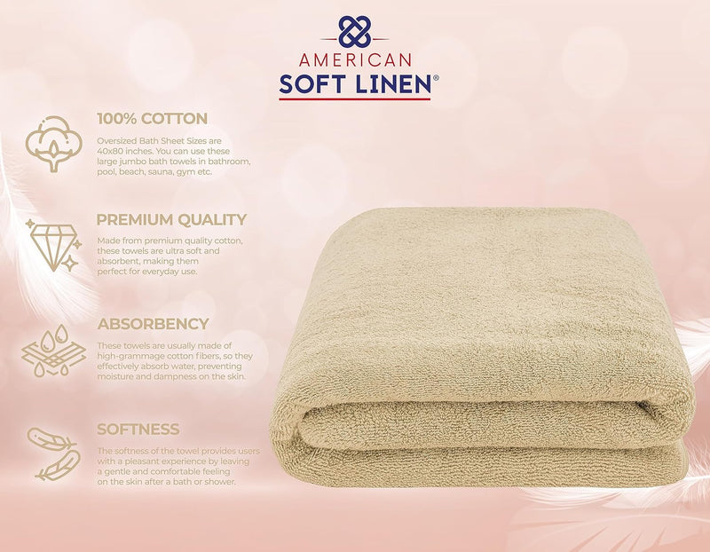 American Soft Linen GMSD 6-Piece 100% Turkish Genuine Cotton Premium & Luxury Towel Set for Bathroom & Kitchen, 2 Bath Towels, 2 Hand Towels & 2 Washcloths [Worth $72.95] - Rockridge Grey