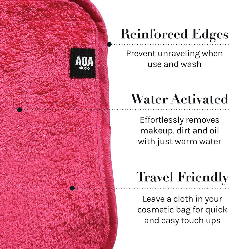 AOA Studio Microfiber Face Cloth Makeup Erase Remover Face Towels Reusable Microfiber Cleansing Towel Remove Makeup with Water7.8" X 6.2", All Skin type and Even Sensitive Skin (8 packs)